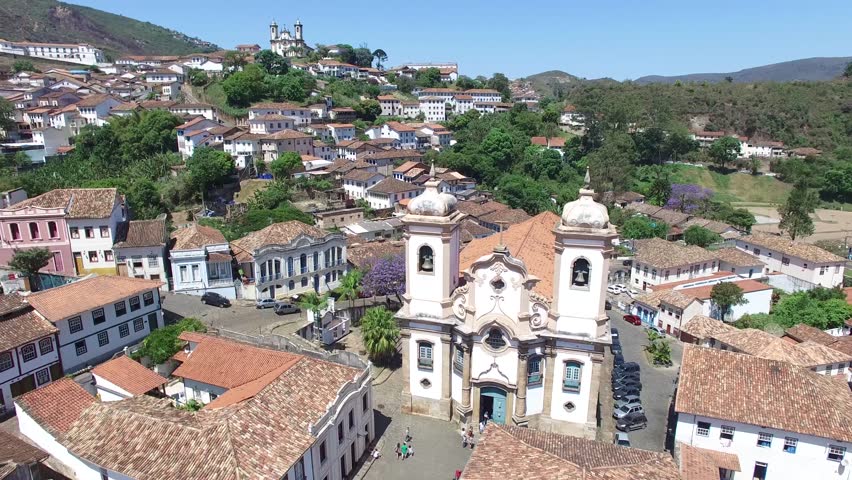 Aerial View of Igreja Nossa Senhora do Pilar Church, Ouro Preto, Brazil | Shutterstock HD Video #12206390