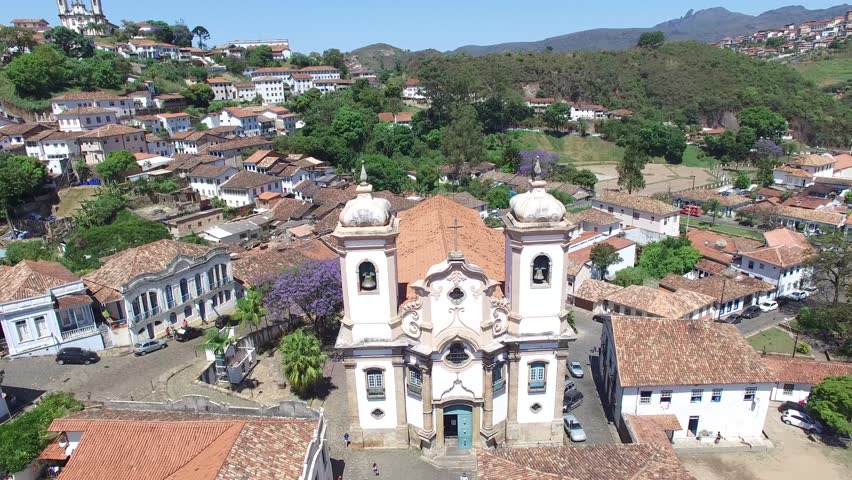 Aerial View of Igreja Nossa Senhora do Pilar Church, Ouro Preto, Brazil | Shutterstock HD Video #12206411