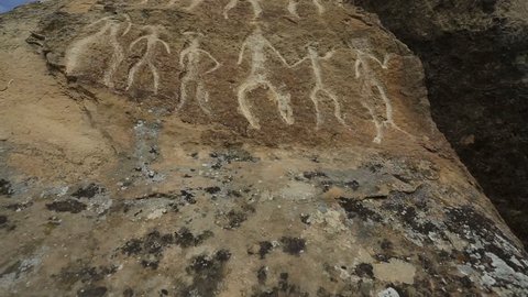 Historical petrographs. Carvings dating back 10 000 BC in Gobustan,Azerbaijan 