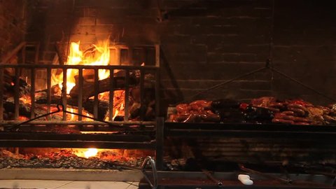 Barbecue in restaurant in Mercado del Puerto in Montevideo, Uruguay