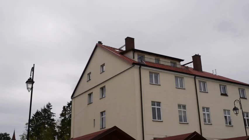 Trade rows located in the Old Town near Pisa Warminska river in Barczewo, Olsztyn County, Warmian-Masurian Voivodeship, Poland.