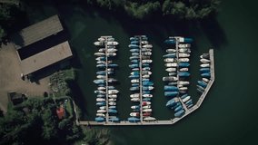 Aerial Video - Hovering over the Boats on a Lake  - 30p