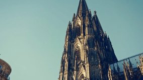 Cologne Dom Cathedral is a roman catholic Gothic cathedral in Cologne Germany. Shoot on Digital Cinema Camera in hd.