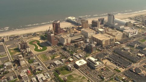 Aerial view of Atlantic City skyline. Hotels and Casinos on the boardwalk. (Altantic City, NJ - 2014)