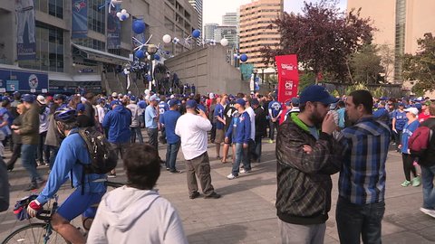 Toronto, Ontario, Canada October 2015 Toronto Blue Jays major league baseball fans during the playoffs