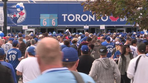 Toronto, Ontario, Canada October 2015 Toronto Blue Jays major league baseball fans during the playoffs