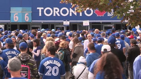 Toronto, Ontario, Canada October 2015 Toronto Blue Jays major league baseball fans during the playoffs
