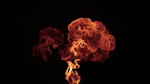 Exploding flame and fire isolated on black background