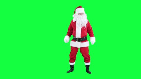 Santa Claus dancing chroma key (green screen). Santa funny dancing isolated on green
