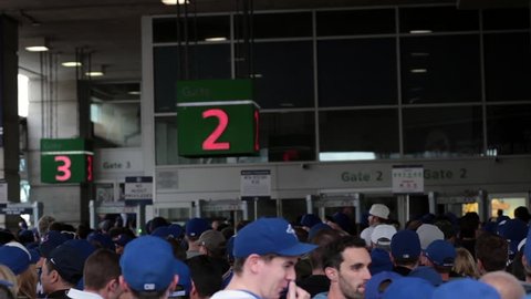 Toronto blue jays fans crowded at gate waiting to get inside rogers centre - OCTOBER 14TH, 2015 - Toronto World Series Playoffs Game 5 vs Texas Rangers