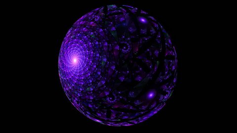 Abstract fractal disco ball animated on a black background for your design. Seamless loopable. HD video clip.