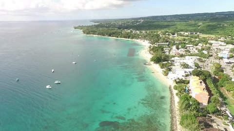 Cinematic Aerial Coastline views of a sunny holiday travel destination