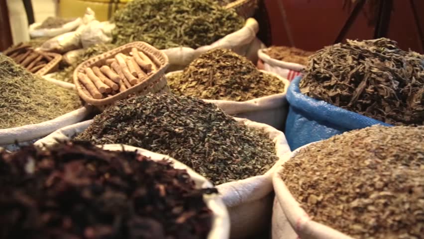Spices and herbs in Morocco market Royalty-Free Stock Footage #12266831