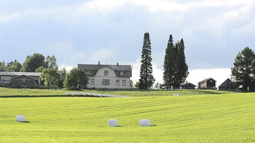 Old country side house at the field