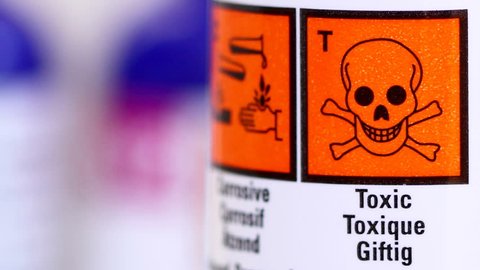 Toxic label chemical bottle syringe