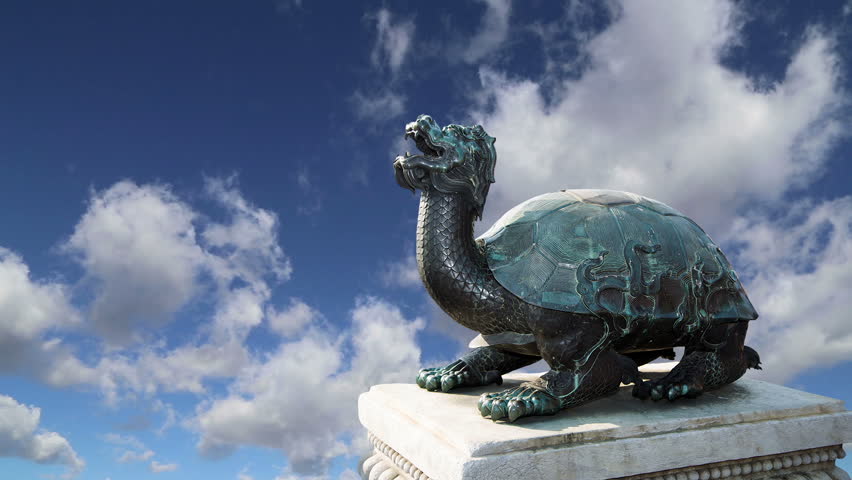 A bronze Chinese dragon statue in the Forbidden City. Beijing, China 