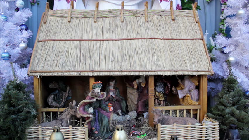 Christmas Nativity Scene/Jesus was born in a cave in a hut Christmas