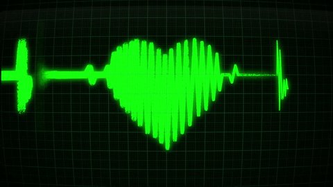 The cardiogram in the shape of a green heart, loop