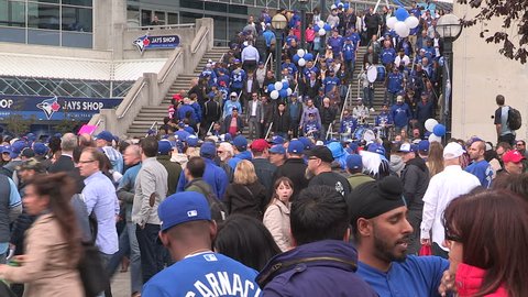 Toronto, Ontario, Canada October 2015 Toronto Blue Jays major league baseball fans during the playoffs
