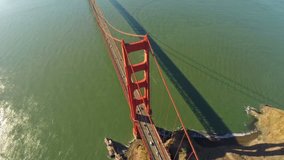 Aerial video of the Golden Gate Bridge in California.