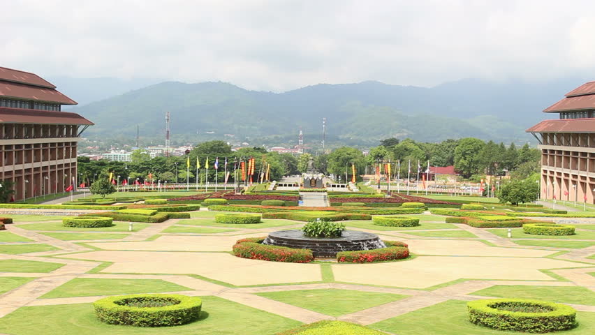 beautiful garden with fountain