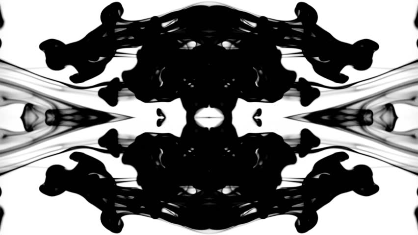 Black ink in water leaving screen like a disappearing Rorschach inkblot test,
