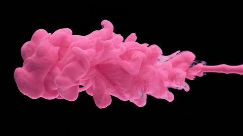 Close-up pink ink being poured into water. Shot with high speed camera, phantom flex 4K. Slow Motion.