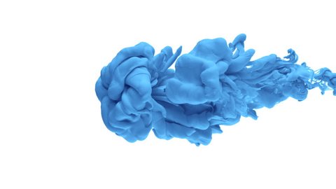 Close-up blue ink being poured into water. Shot with high speed camera, phantom flex 4K. Slow Motion.