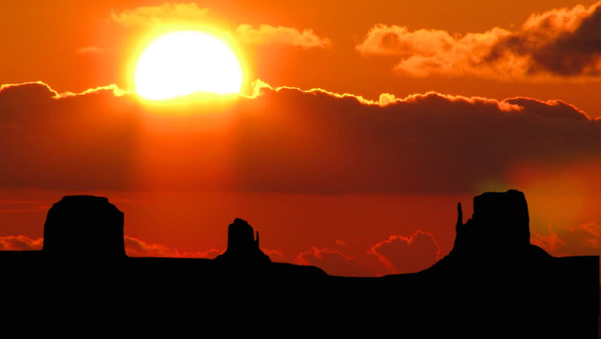 Red bright sunset in the Monument valley.