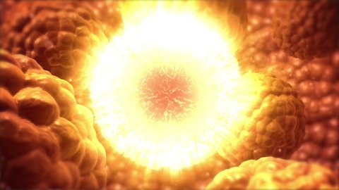 fat cell burning. cell damage. realistic 3d animation. green screen footage