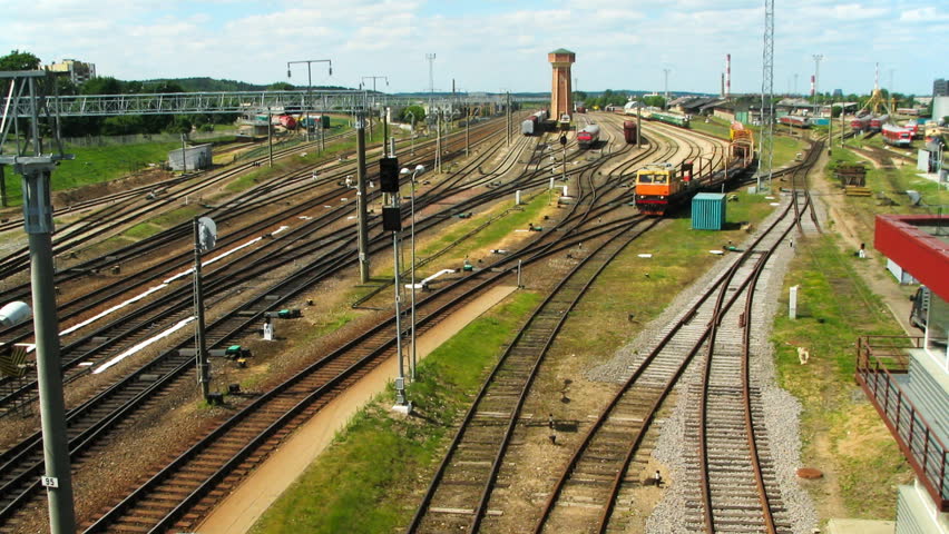VILNIUS, LITHUANIA - JUNE 14: (Timelapse view) Modern electric trains and