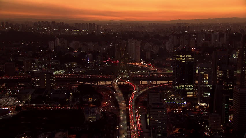 Aerial View of the Ponte Estaiada and Skyscrapers in Sao Paulo, Brazil