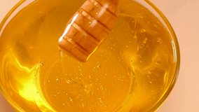 Extraction honey with a dipper in slow motion, Honey is a source of health, Slow Motion Video clip