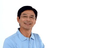 Smiling man with eyeglasses pointing on white background - Powered by Shutterstock - Get 15% off with code: PIKWIZARD15