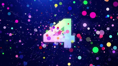 Countdown from 10 to 0 with colored particles. The is a festive countdown from 10 to 0 with multi-colored particles, at the end of the count is  free background where you can place  text and any item.