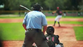 Slow motion of batter hitting home run during a baseball game