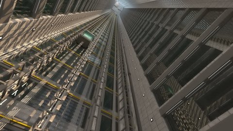 3d rendering. An open Elevator shaft at the business center
