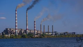 Thermal power plant pollutes the atmosphere. Raw video 14-Bit