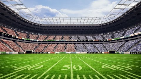 View of an american football stadium with sunny weather