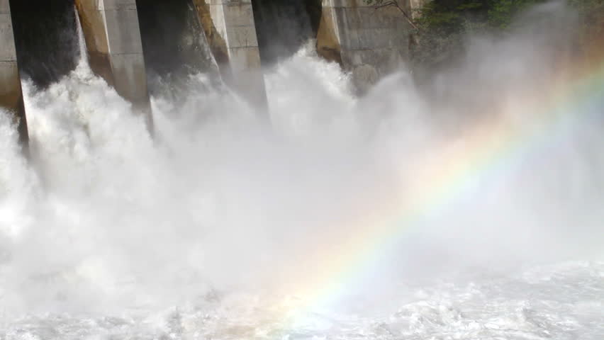 Hydro power dam with rainbow