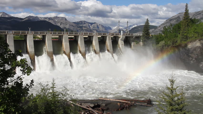 Hydro power dam with rainbow