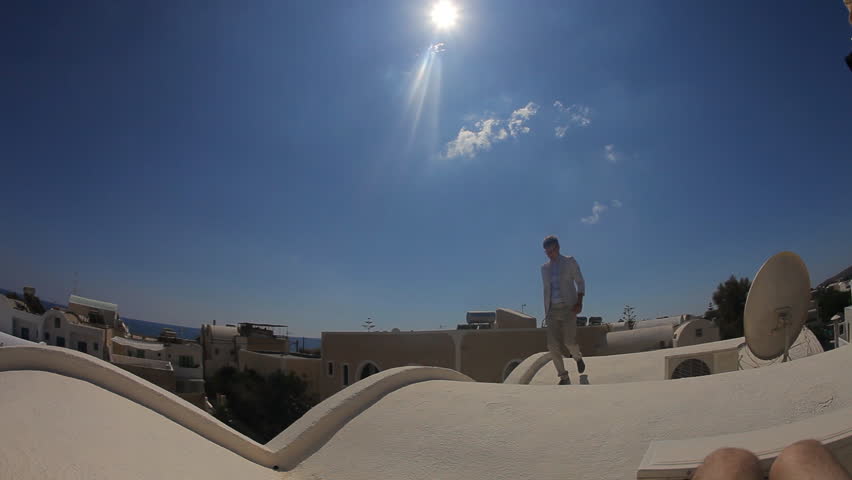 Groom runs on the roof