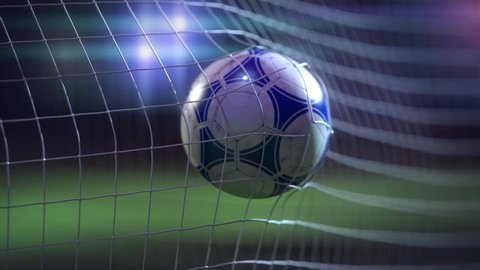 soccer ball breaking the net - slow motion 