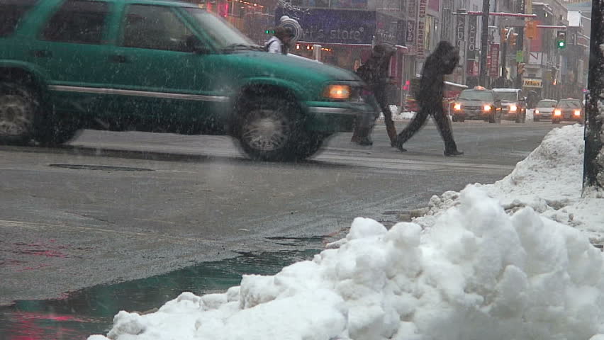 The core of an intersection in a snowstorm. Royalty-Free Stock Footage #124135