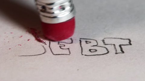 Pencil erasing removing debt