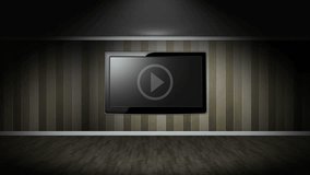 Television in Room, with Green Screen and Alpha Channel, 4k