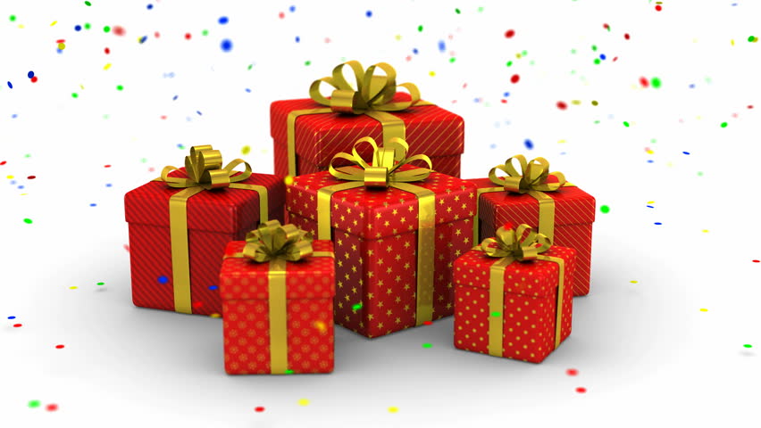 Gift Boxes Animation. White Background, Stock Footage