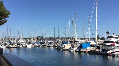 Marina del Rey Yacht Basin of Los Angeles with boats berthed