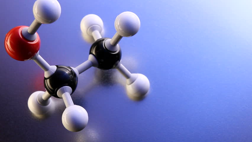 Model of ethanol molecule shot on reflective surface