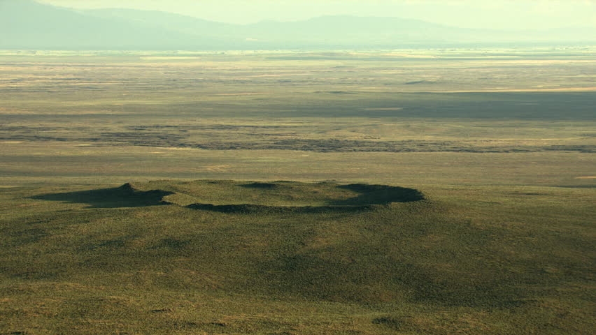 Aerial Idaho USA lava craters vegetation nature